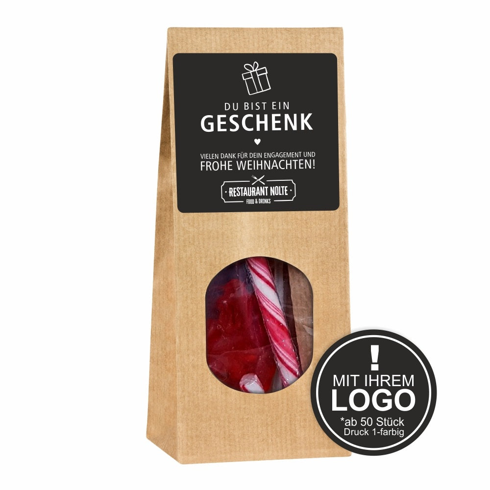 Geschenktüte "Du/Sie bist/sind ein Geschenk" - mit Logo (schwarze Serie)