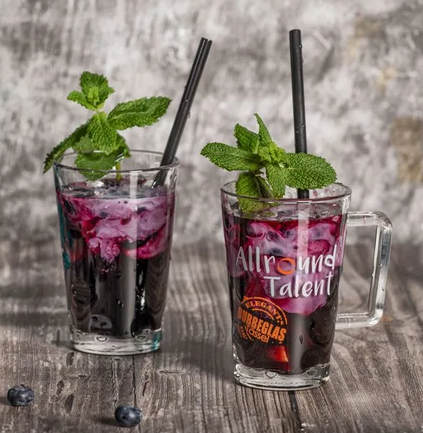 Dubbeglastässel mit Wunschdruck  & optionalem Eichstrich