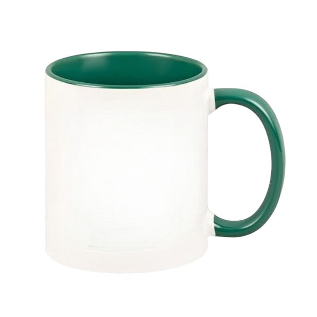 Keramiktasse dunkelgrün - farbiger Henkel & Innenwand