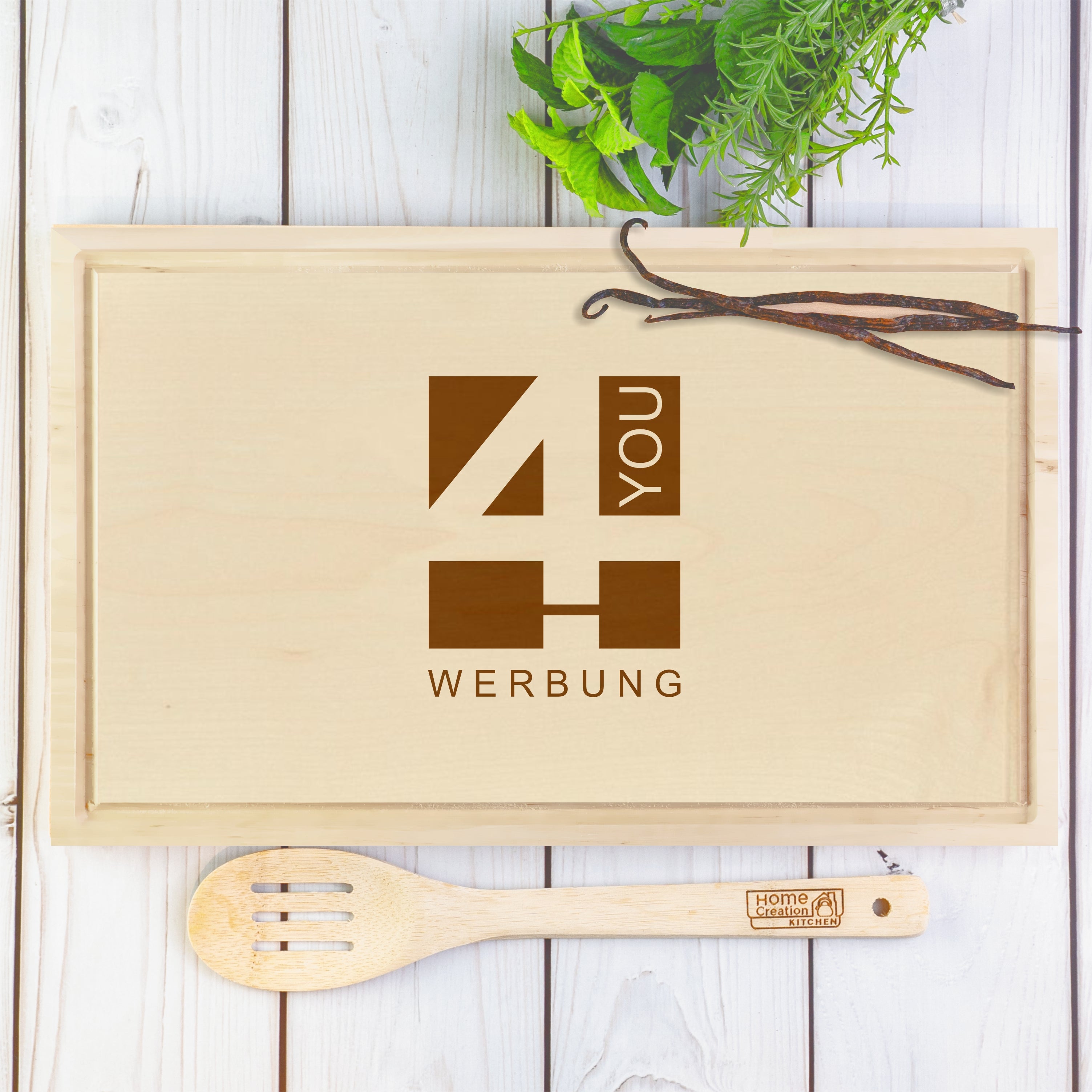 Schneidebrettchen - eckig mit Logo