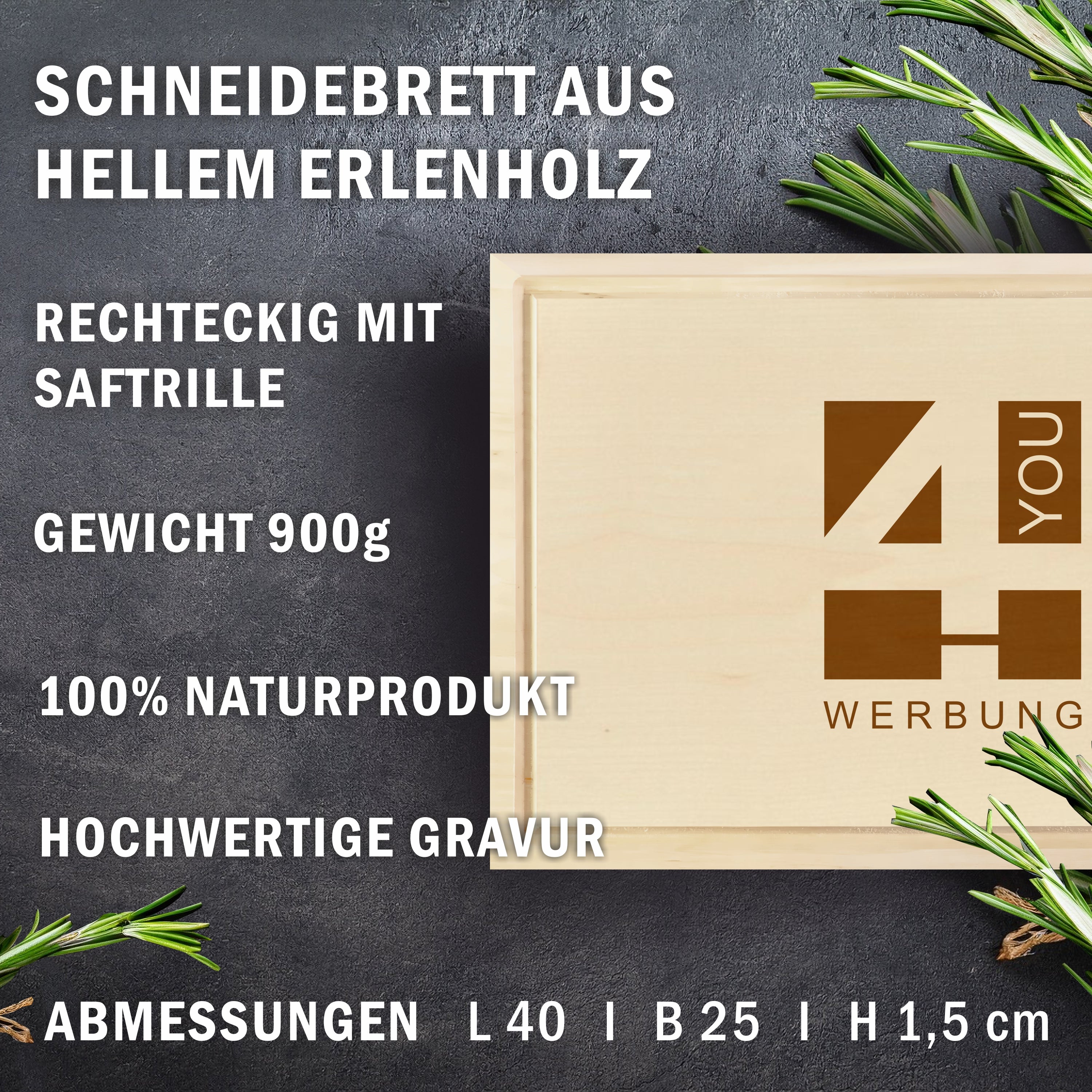Schneidebrettchen - eckig mit Logo