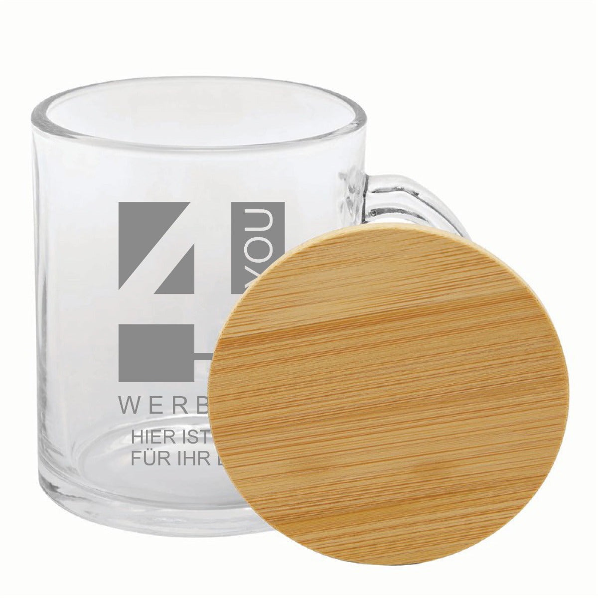 Trinkglas mit Deckel & Gravur