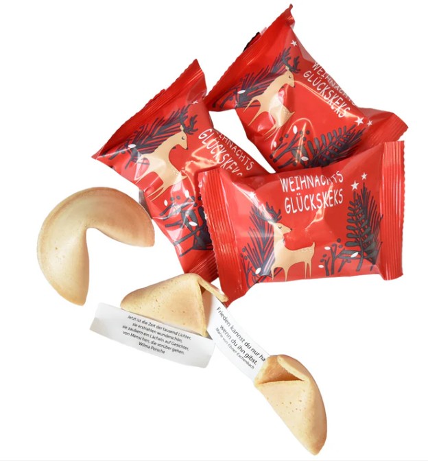 Weihnachts-Glückskekse – Motiv Reh