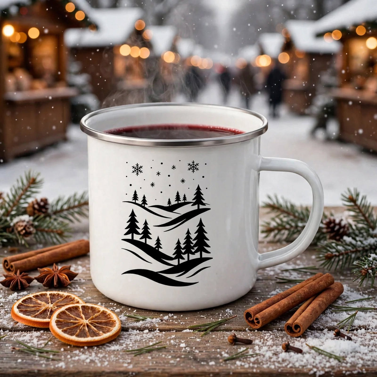 Emaillierter Metall-Becher im Vintage-Look