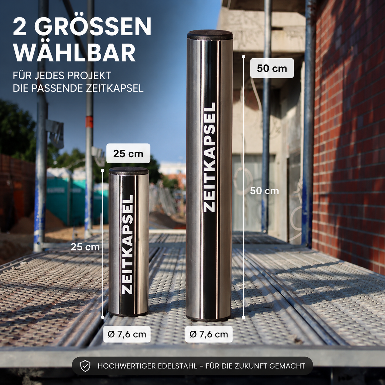 Zeitkapsel mit individuellem Druck, 2 Größen