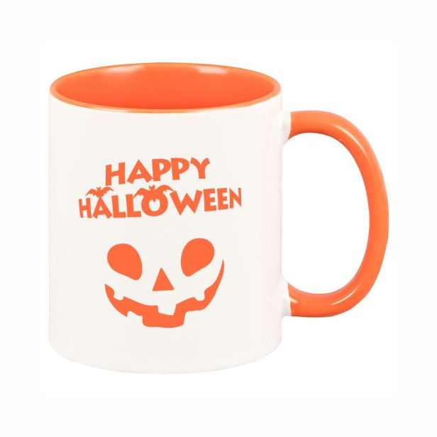 Keramiktasse orange - farbiger Henkel & Innenwand