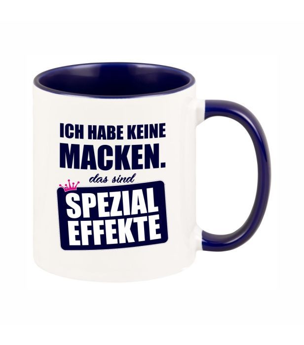 Keramiktasse dunkelblau - farbiger Henkel & Innenwand