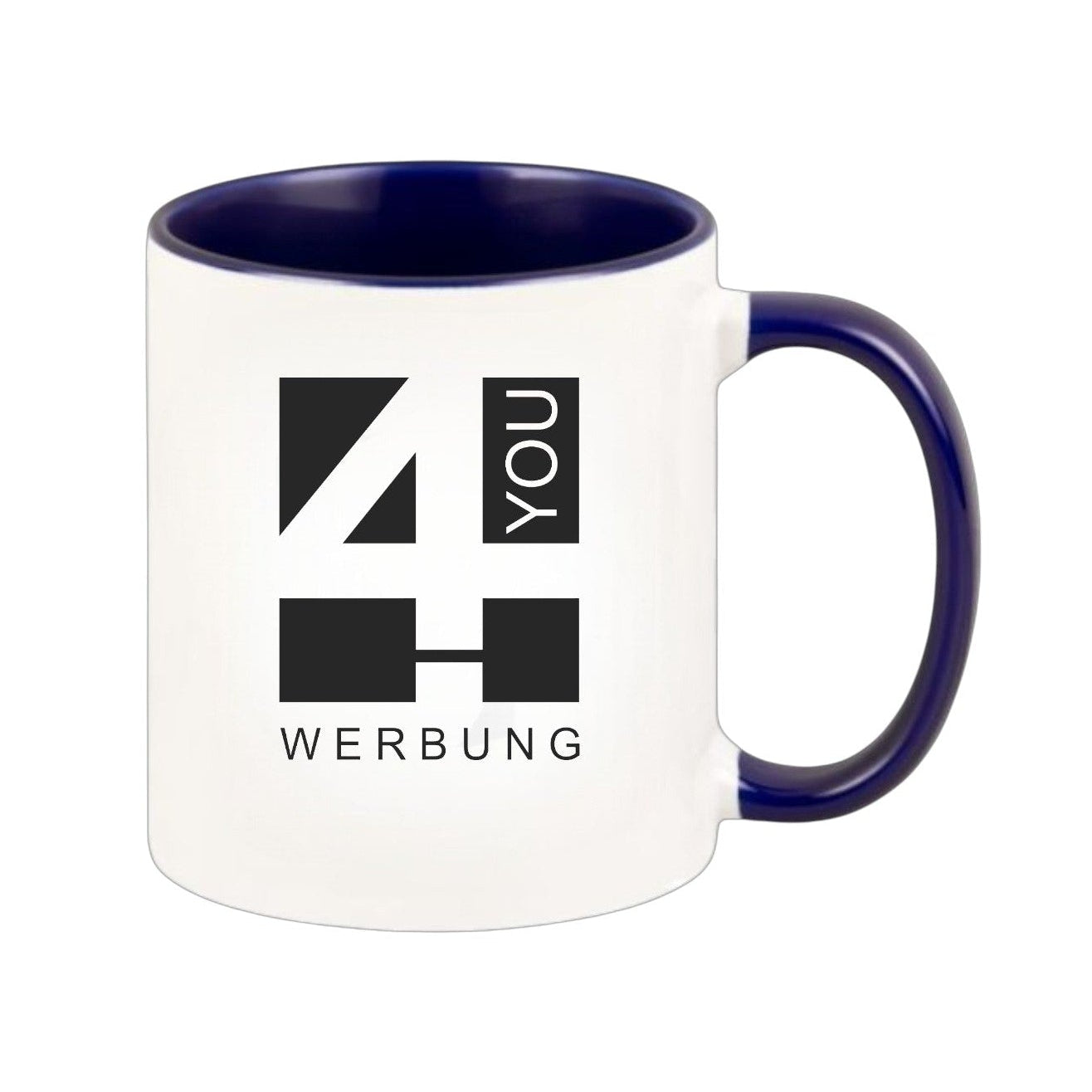 Keramiktasse dunkelblau - farbiger Henkel & Innenwand