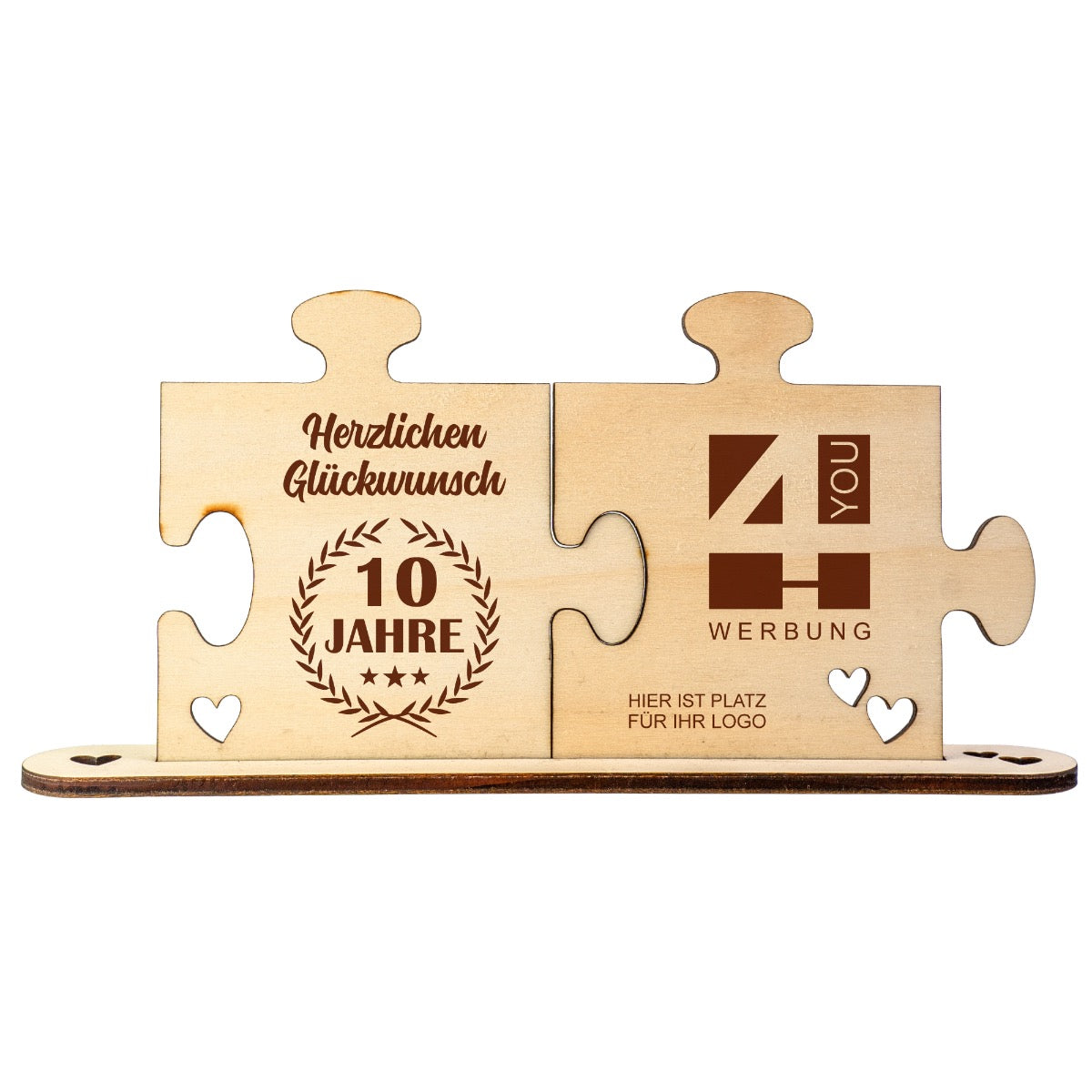 Holz - Puzzleteile "Jubiläum" mit Logo