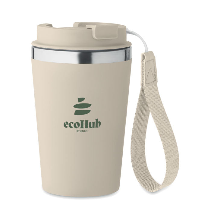 Doppelwandiger Becher aus recyceltem Edelstahl  mit Schlaufe