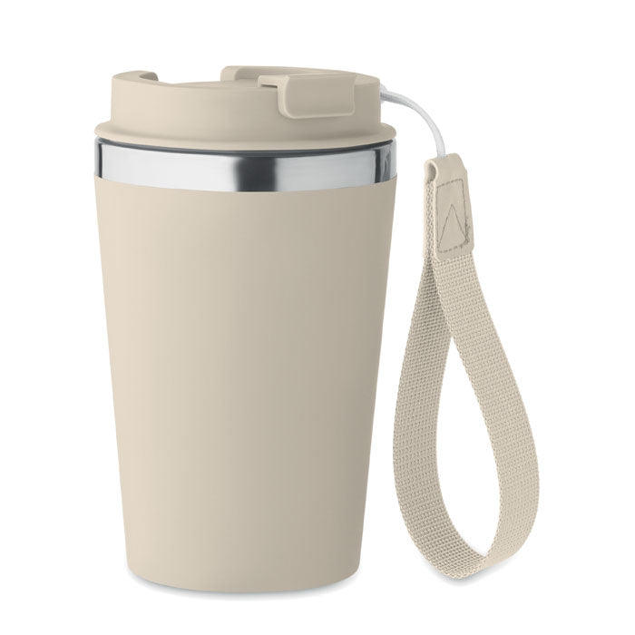Doppelwandiger Becher aus recyceltem Edelstahl  mit Schlaufe