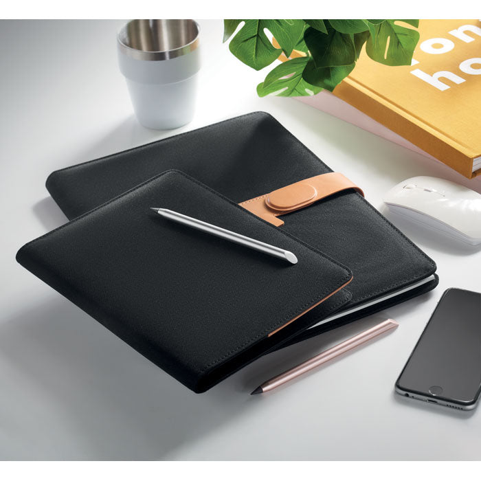 Konferenzmappe - DIN A4 aus RPET mit Details aus Kunstleder