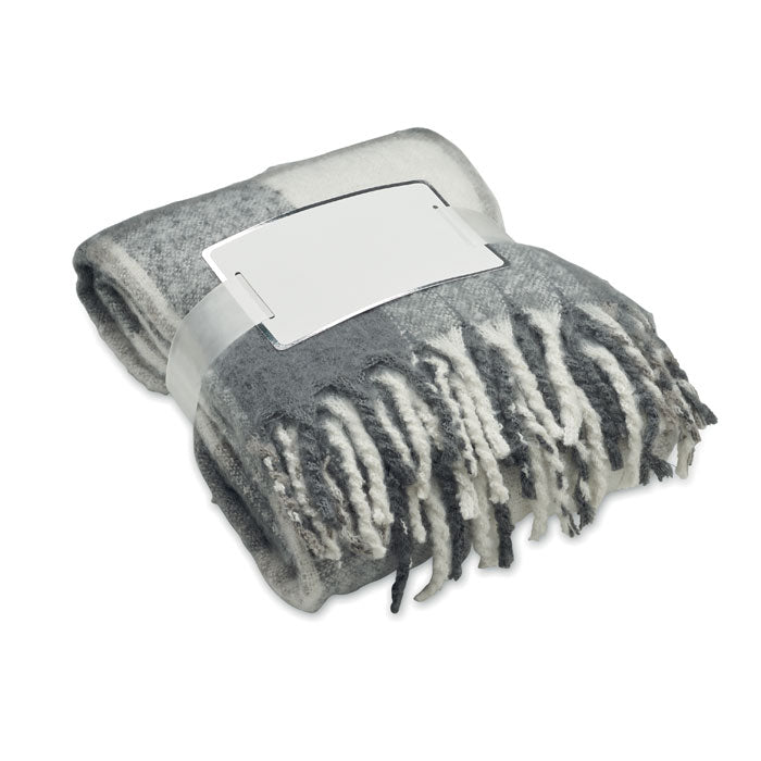 Mohair-RPET Polyester Decke mit Karomuster