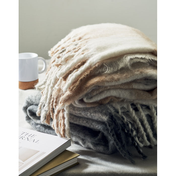 Mohair-RPET Polyester Decke mit Karomuster