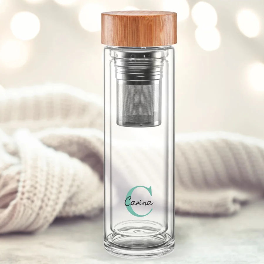 Thermos-Glasflasche mit Name Design Letter