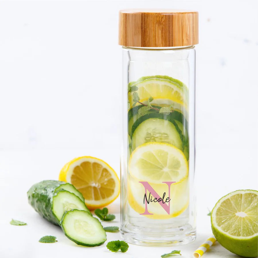 Thermos-Glasflasche mit Name Design Letter