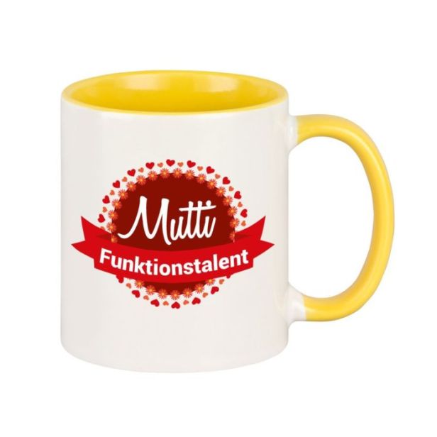 Keramiktasse gelb - farbiger Henkel & Innenwand