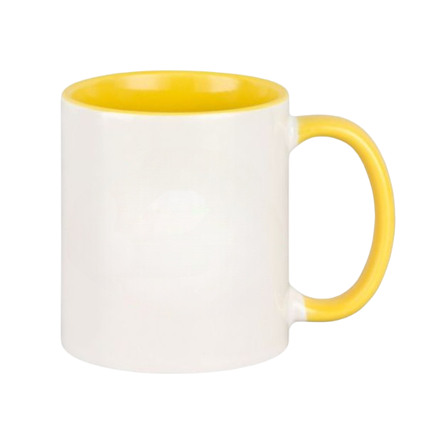 Keramiktasse gelb - farbiger Henkel & Innenwand