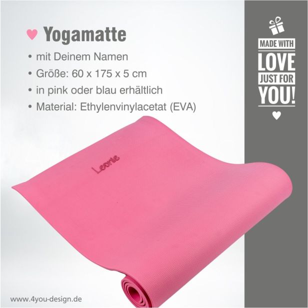 Yogamatte - pink - mit Wunschname