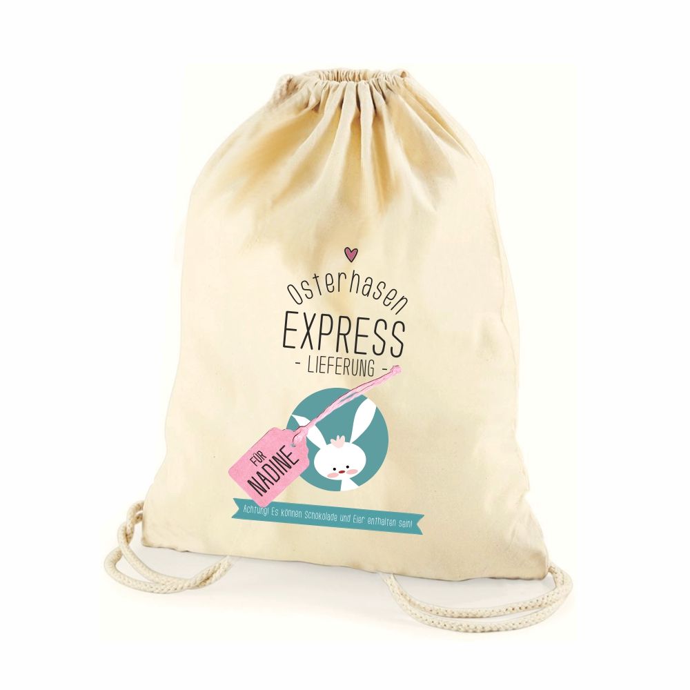 Personalisierter Statement-Turnbeutel "Osterhasen Express Lieferung"
