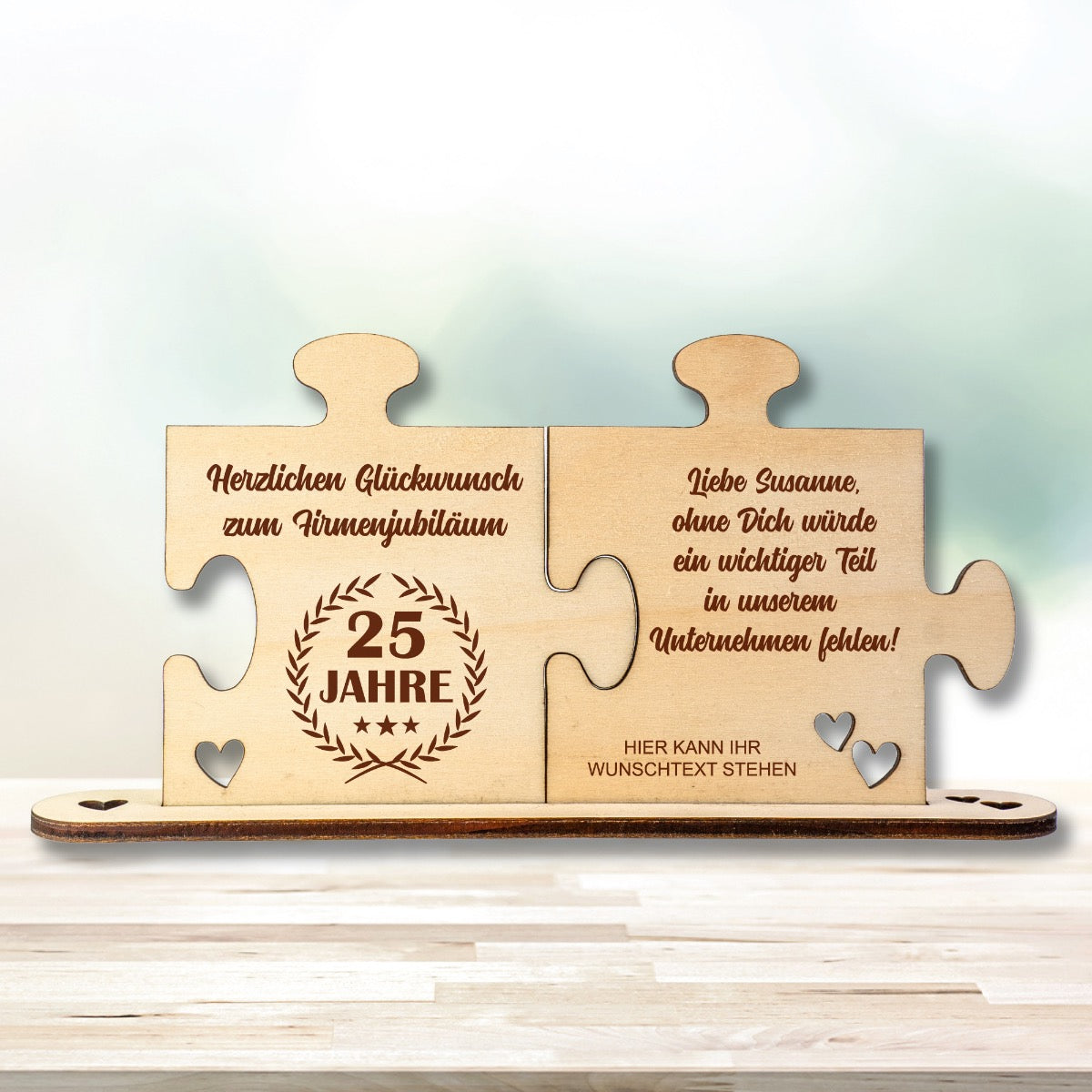 Holz - Puzzleteile "Jubiläum" mit Wunschtext