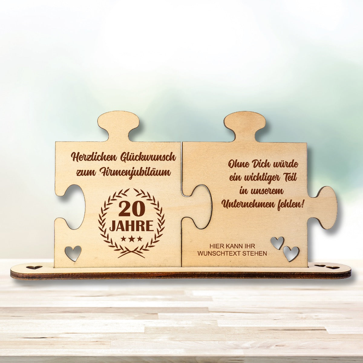 Holz - Puzzleteile "Jubiläum" mit Wunschtext