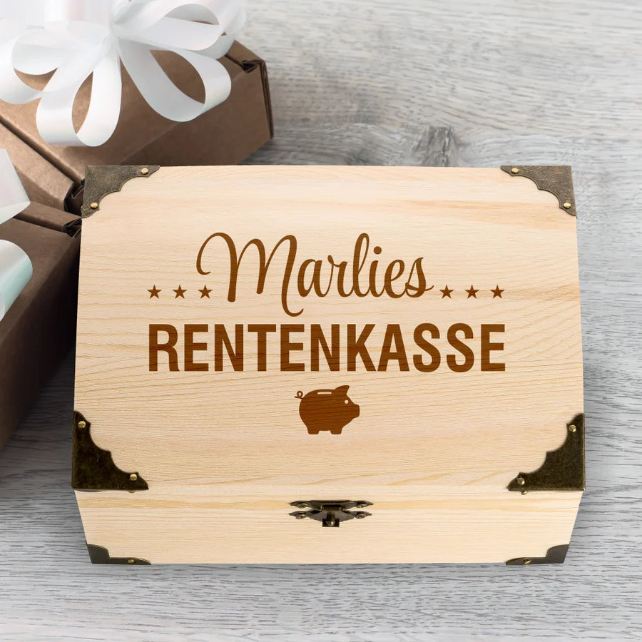 Schatztruhe Rentenkasse mit Wunschname