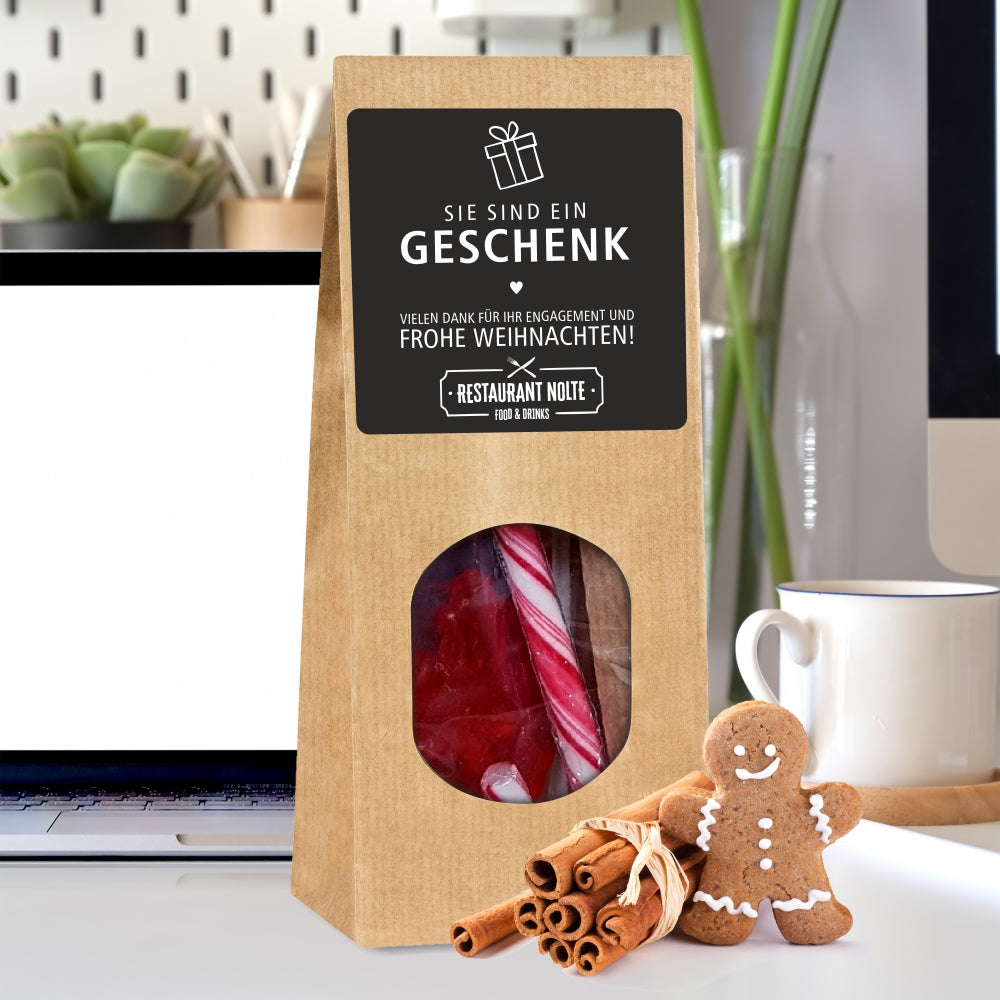 Geschenktüte "Du/Sie bist/sind ein Geschenk" - mit Logo (schwarze Serie)