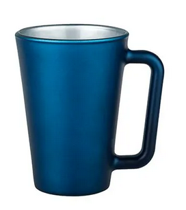 Glühweintasse Blau mit großem Griff mit Wunschdruck  & optionalem Eichstrich