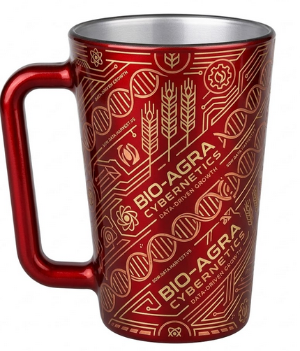 Glühweintasse Rot mit großem Griff mit Wunschdruck  & optionalem Eichstrich