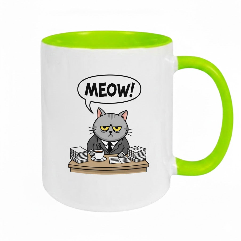 Keramiktasse hellgrün - farbiger Henkel & Innenwand