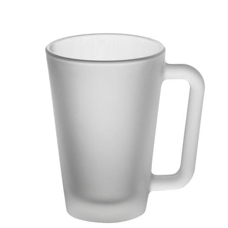 Glühweintasse Satiniert mit großem Griff mit Wunschdruck  & optionalem Eichstrich