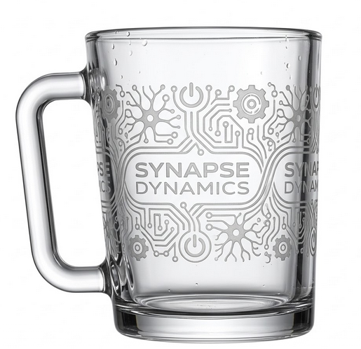 Glühweintasse mit extra großem Griff Klarglas mit Wunschdruck  & optionalem Eichstrich