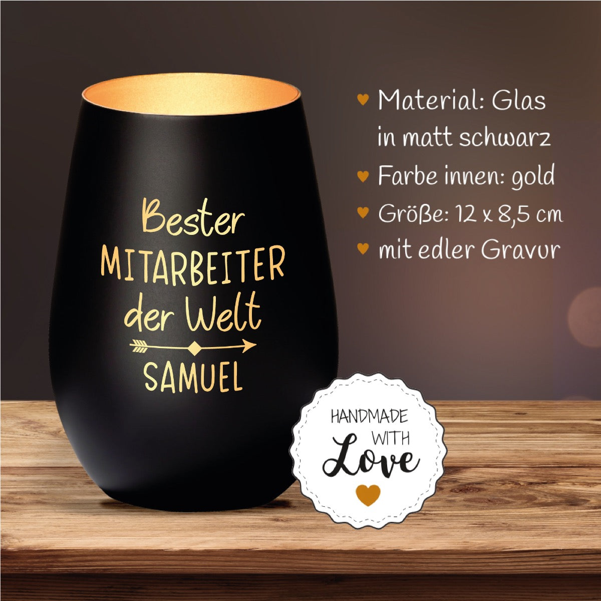 Windlicht "Bester Mitarbeiter" oder "Beste Mitarbeiterin"