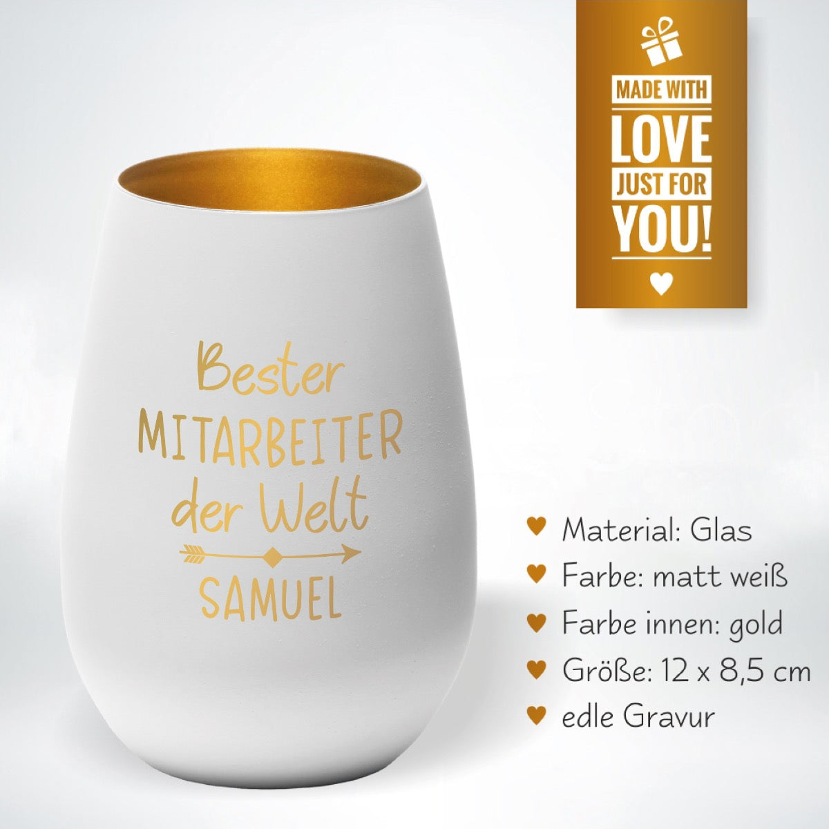 Windlicht "Bester Mitarbeiter" oder "Beste Mitarbeiterin"