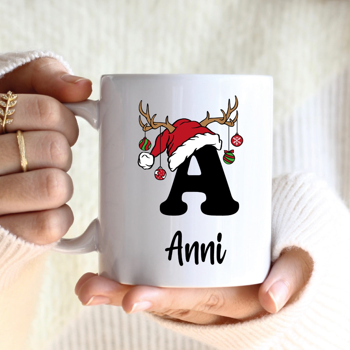 Weihnachtstasse - Monogram individualisiert